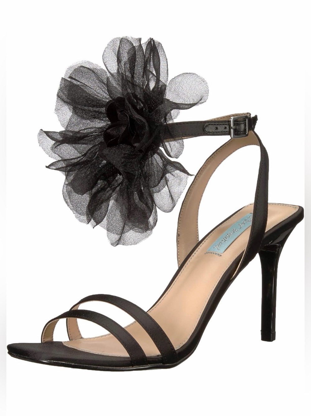 BLUE by BETSEY JOHNSON Black Floral Tulle Strappy Heels Sz 10 - Picture 2 of 10